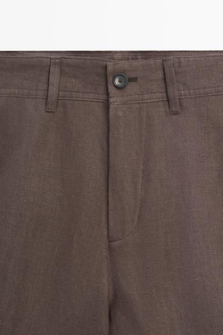 Massimo Dutti Короткие бермуды из 100% льна, коричневый