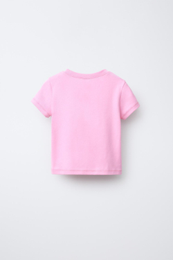 ZARA ФУТБОЛКА С ПРИНТОМ «СЕРФИНГ», РОЗОВЫЙ