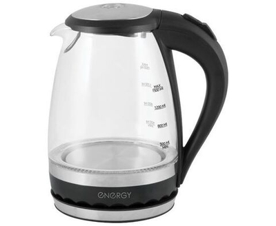 Чайник электр. Energy E-279 Черный (диск, 1,5л) 2,2кВт, стекло, пластик, подсветка