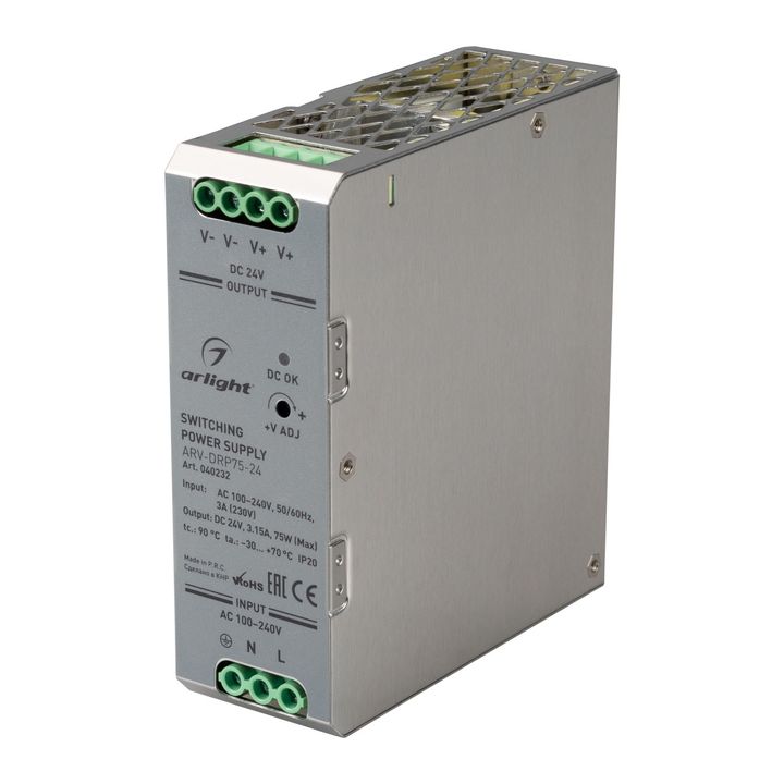 Блок питания Arlight ARV-DRP75-24 24V 75W IP20 3,15A 040232