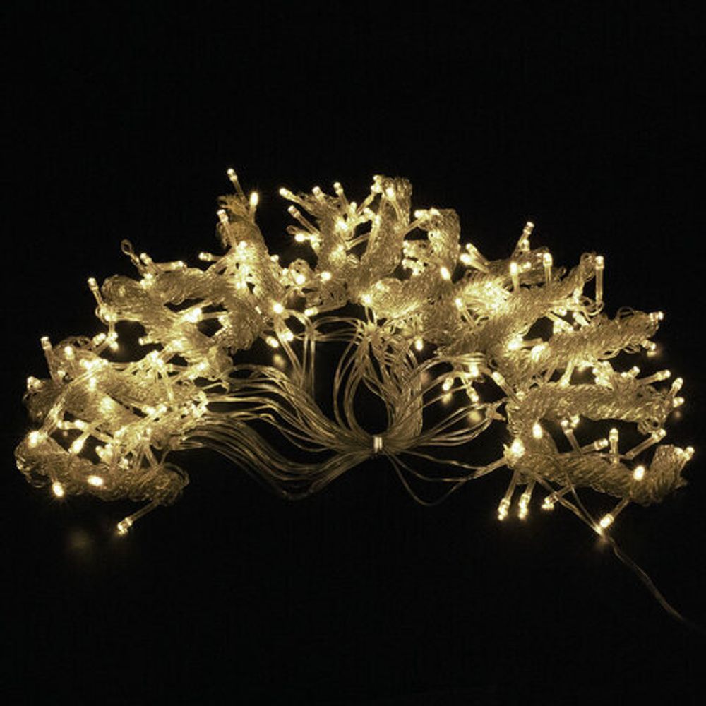 Электрогирлянда-занавес комнатная "Штора" 3х3 м, 196 LED, теплый белый свет, 220 V, ЗОЛОТАЯ СКАЗКА, 591352