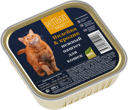 Корм консервированный для кошек Petibon Smart "Паштет с индейкой и кроликом", 100 г