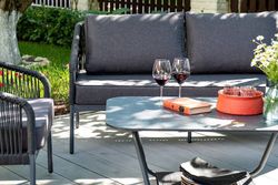 "Канны" лаунж-зона 4-местная плетеная из роупа (веревки), цвет темно-серый