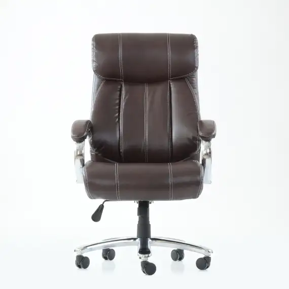 Кресло Barneo K-303 для руководителя коричневая кожа, газлифт 3кл, PU-R57