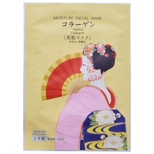Aishodo Увлажняющая маска для лица на основе коллагена Айшодо Майко- Maiko Moisture Facial Mask Collagen, 10 шт.