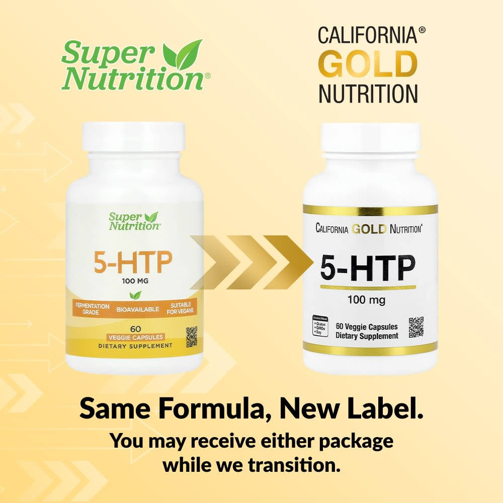 California Gold Nutrition, 5-HTP, 100 мг, 60 растительных капсул