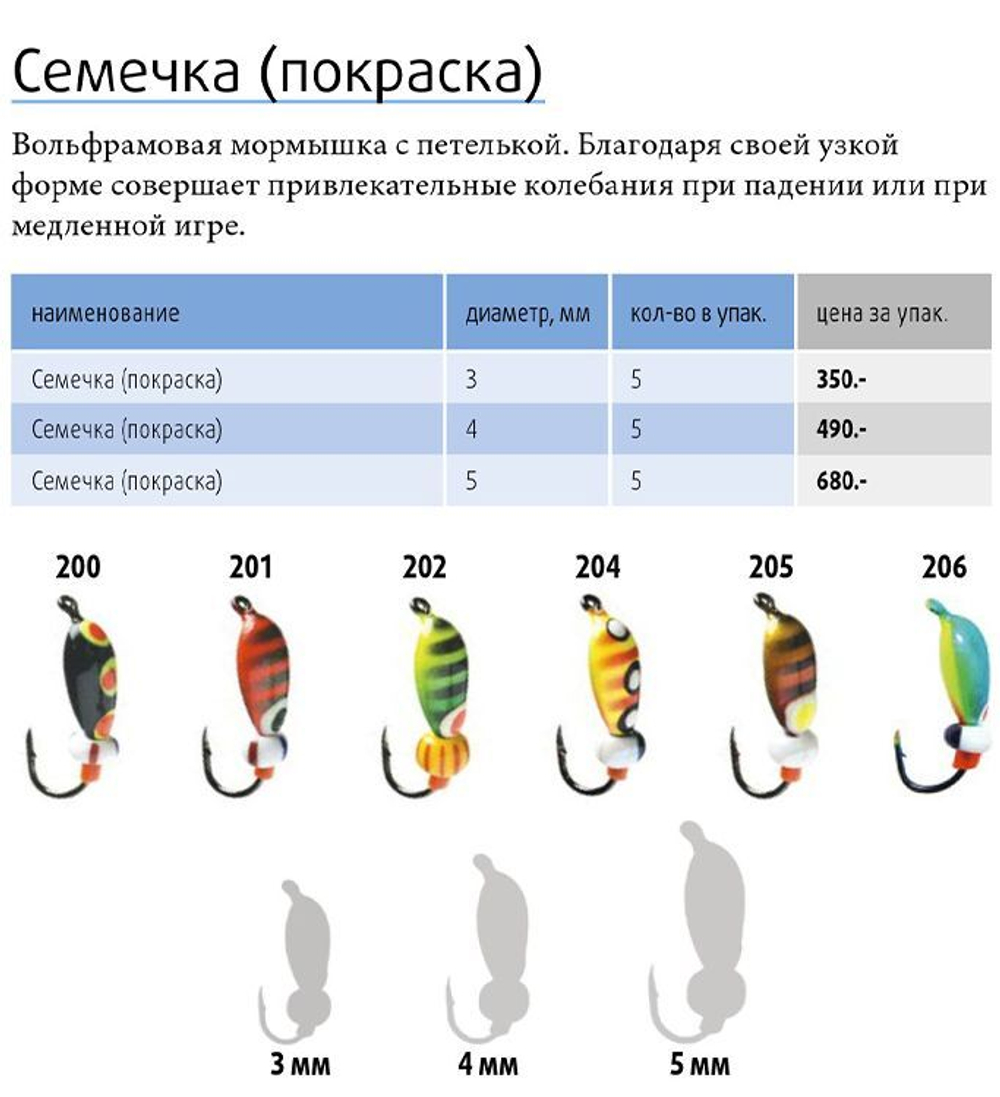 Мормышка вольфрамовая СЕМЕЧКА, #201, 5 шт