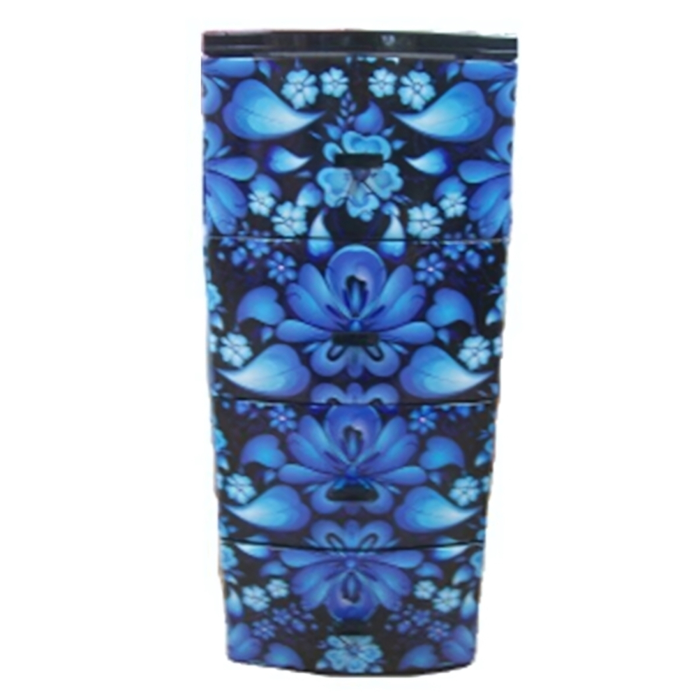 Комод ДЕКОР(моно рис) 4-х Гжель черный РП-451