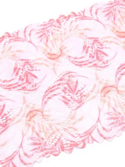 03-255 Кружево эластичное 22 см, айвори/пастельный коралл