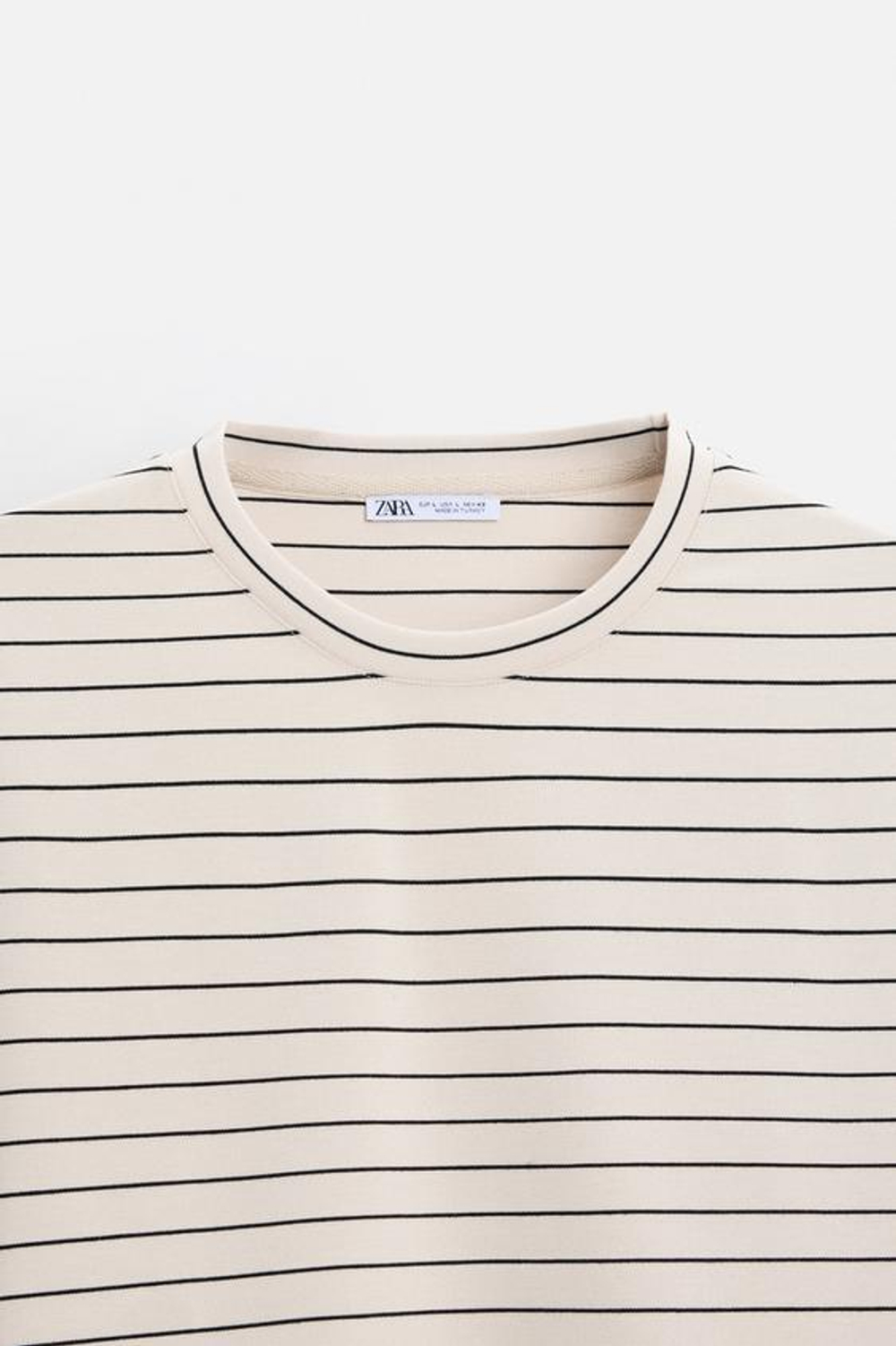 ZARA ЖАККАРДОВАЯ ФУТБОЛКА В ПОЛОСКУ, ЭКРЮ