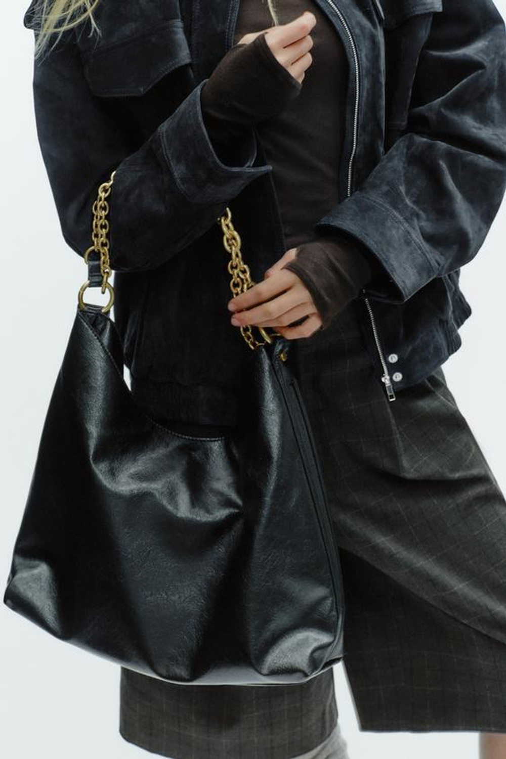 ZARA БОЛЬШАЯ СУМКА-МЕШОК, ЧЕРНЫЙ