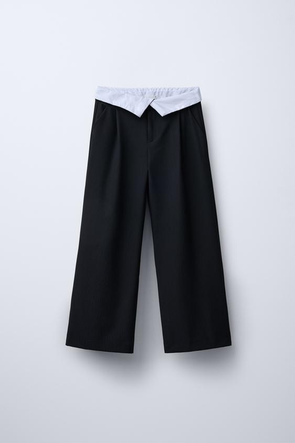 ZARA БРЮКИ С ОТВОРОТОМ НА ПОЯСЕ, МОРСКОЙ СИНИЙ