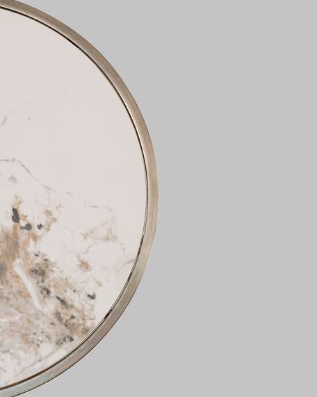 Журнальный столик Алиада 55х55 см светлая керамика сталь шампань