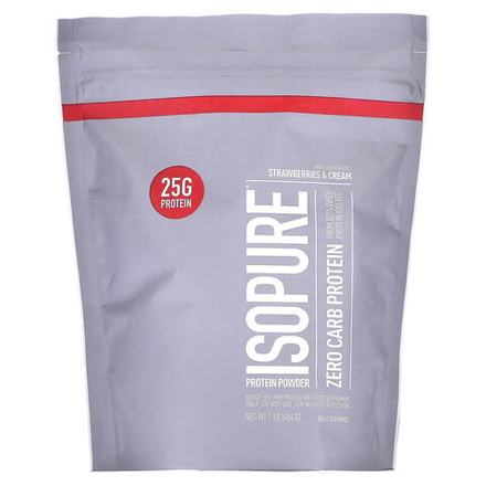 Isopure, Zero Carb, протеиновый порошок, клубника и сливки, 454 г (1 фунт)