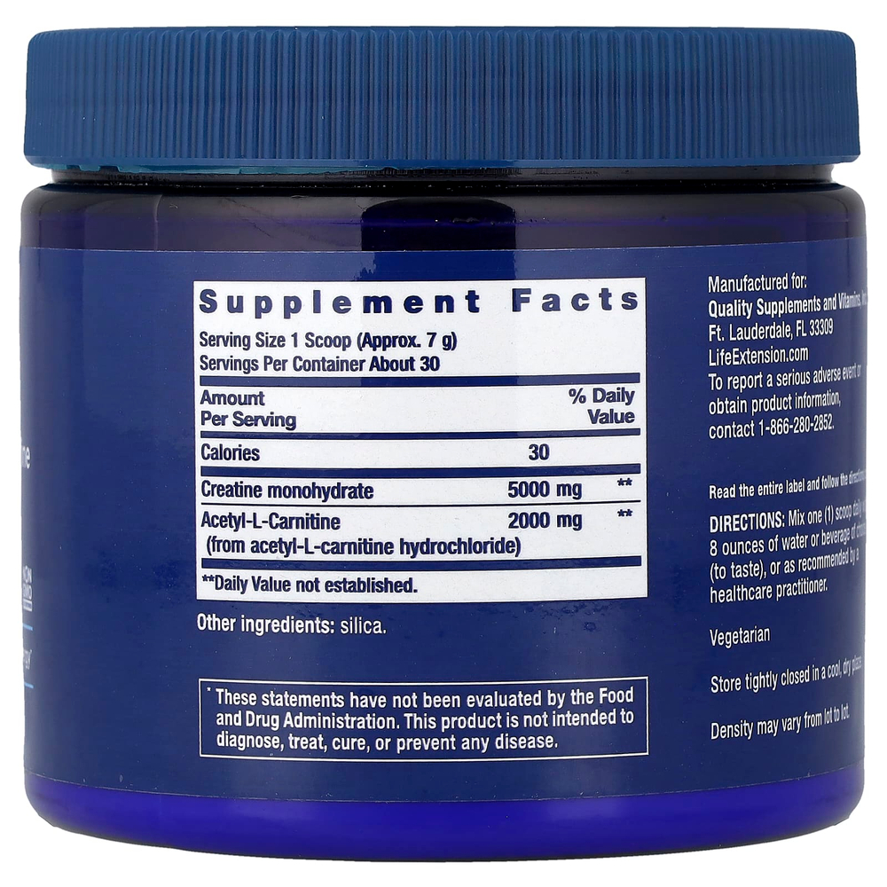 Life Extension, креатин и ацетил-L-карнитин, Energy Plus, 233 г (0,51 фунта)