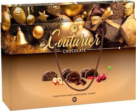 Набор шоколадных конфет НГ "Золотая" (Крем-шоколад, Помадно-вишневая, Трюфель с дробленым фундуком) 320г