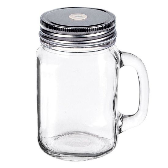 Кружка-банка прозрачная + крышка с отверстием для трубочки