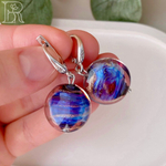 LEFIREL' Серьги серебряные женские "Волшебство ночи" с бусинами из муранского стекла / ювелирные украшения из родированного серебра 925