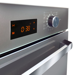 Электрический духовой шкаф встраиваемый GINZZU HOE-219 61л, 13 программ, серый с каталитической очисткой и дисплеем, конвекция, гриль