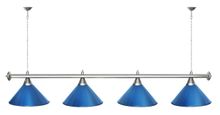 Лампа STARTBILLIARDS 4 пл. (плафоны коричневые,штанга голубая,фурнитура золото)