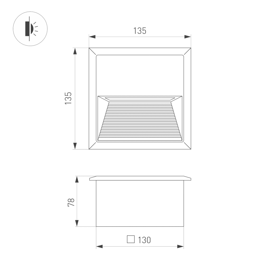 Светильник встраиваемый LTD-RIBONIK-S135x135-5W Warm3000 (Черный, 50 deg, 230V) (Arlight, IP65 Металл, 5 лет) 062914