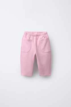 ZARA БРЮКИ BAGGY ИЗ МЯГКОЙ ТКАНИ С НАШИВКОЙ, ЦВЕТ РОЗОВОГО ДЕРЕВА