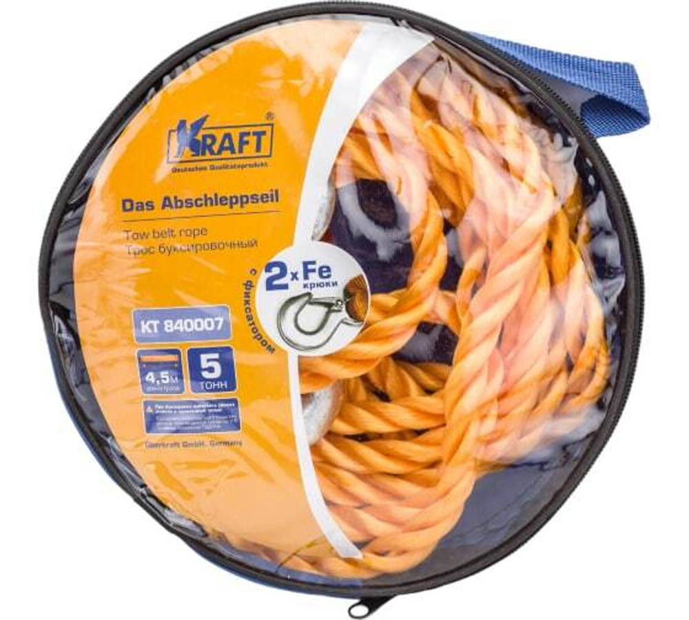 Трос буксировочный канатный Kraft (5т-4,5м)