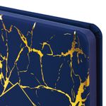 Ежедневник датированный 2025 А5 138x213 мм BRAUBERG "Goldy", под кожу, цветной срез, синий, 115897