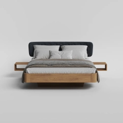 Кровать из дуба срощенного с тумбами и подсветкой Батерфлай