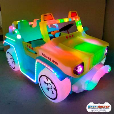 Парковый электромобиль «Полицейский джип» детский, 2 места, на батареях с подсветкой