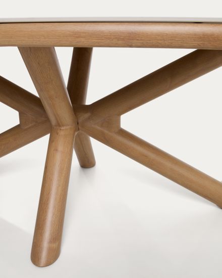 Уличный стол Mirtia из алюминия с отделкой под дерево и кремового спеченного камня, 240 x 110 см