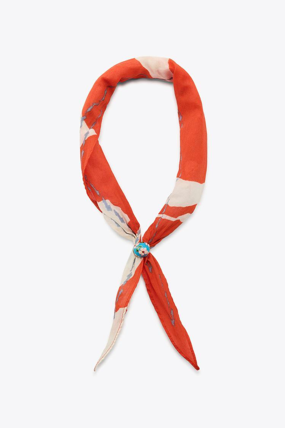 ZARA БАНДАНА С ПРИНТОМ И ДЕКОРОМ В ВИДЕ ЦВЕТКА ВИШНИ, КРАСНЫЙ