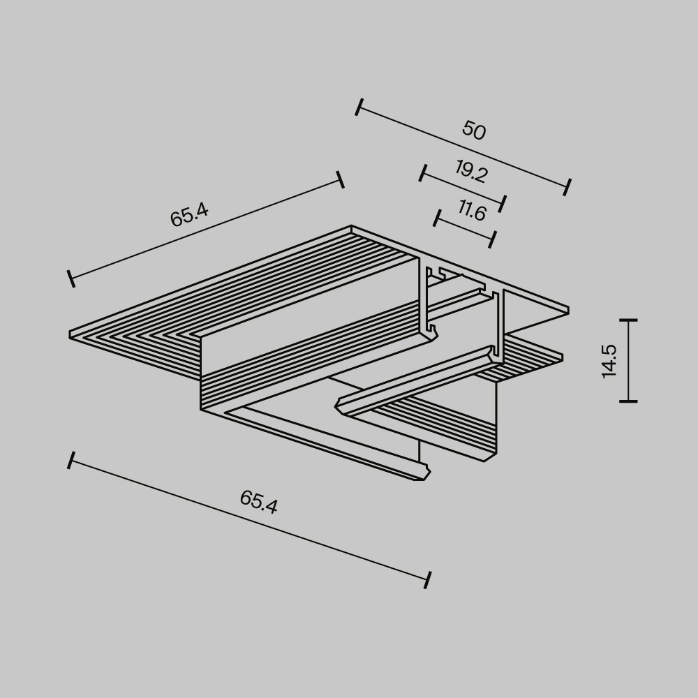 Угол-соединитель 45°  встраиваемый под ГКЛ 12,5мм Maytoni Exility X TRA239CLS-42.12B