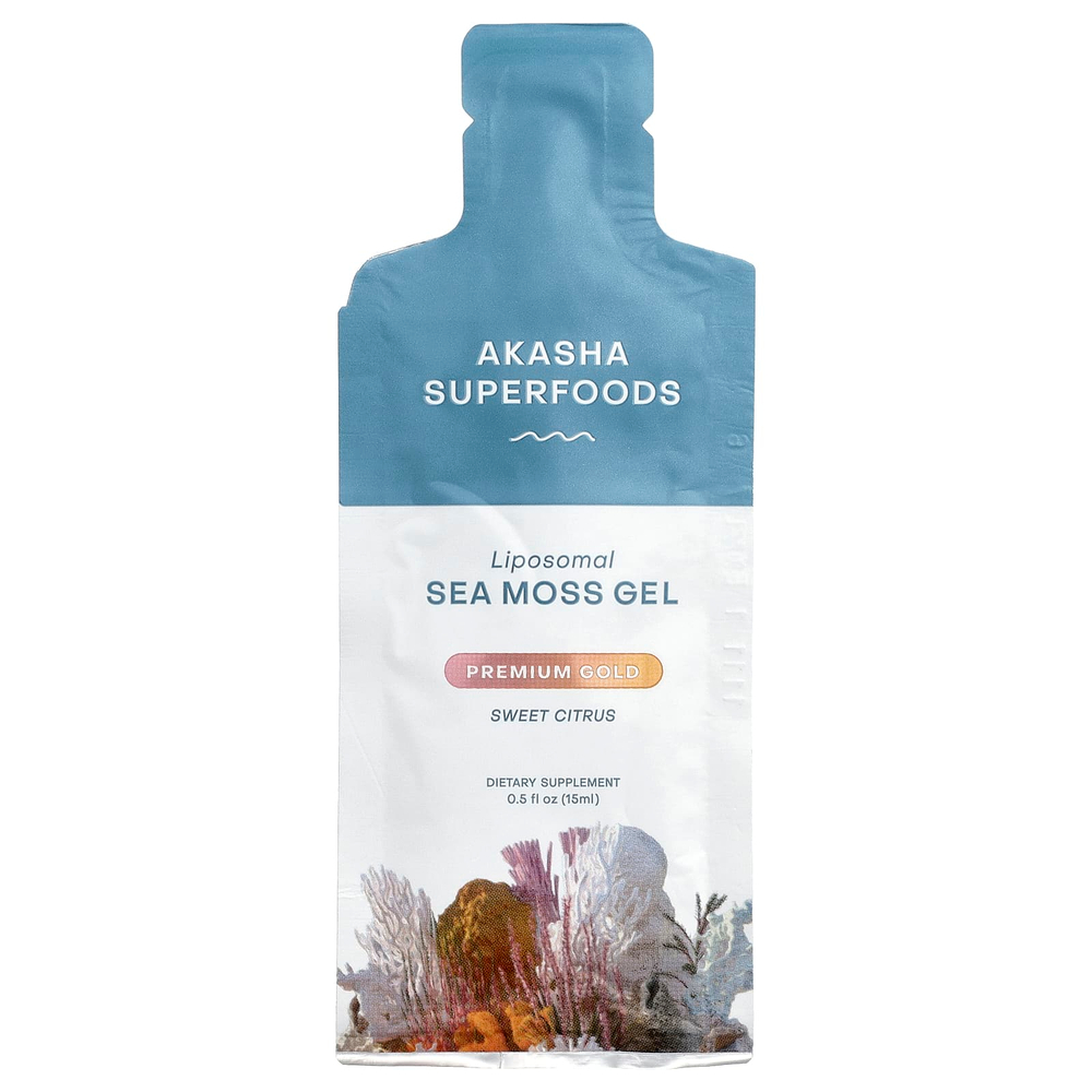Akasha Superfoods, липосомальный гель из морского мха, сладкий цитрус, 30 пакетиков по 15 мл (0,5 жидк. унции)