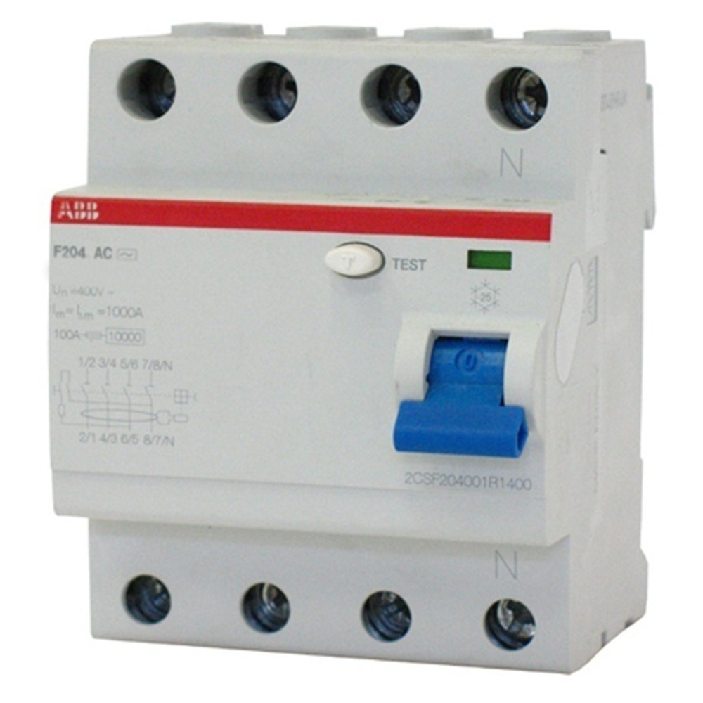 УЗО ABB F204 AC-40/0,3 4-х полюсное тип AC 40A 300mA 4 модуля (ВДТ) 2CSF204001R3400