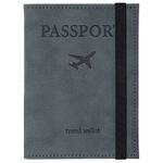 Обложка для паспорта с карманами и резинкой, мягкая экокожа, "PASSPORT", серая, BRAUBERG, 238203