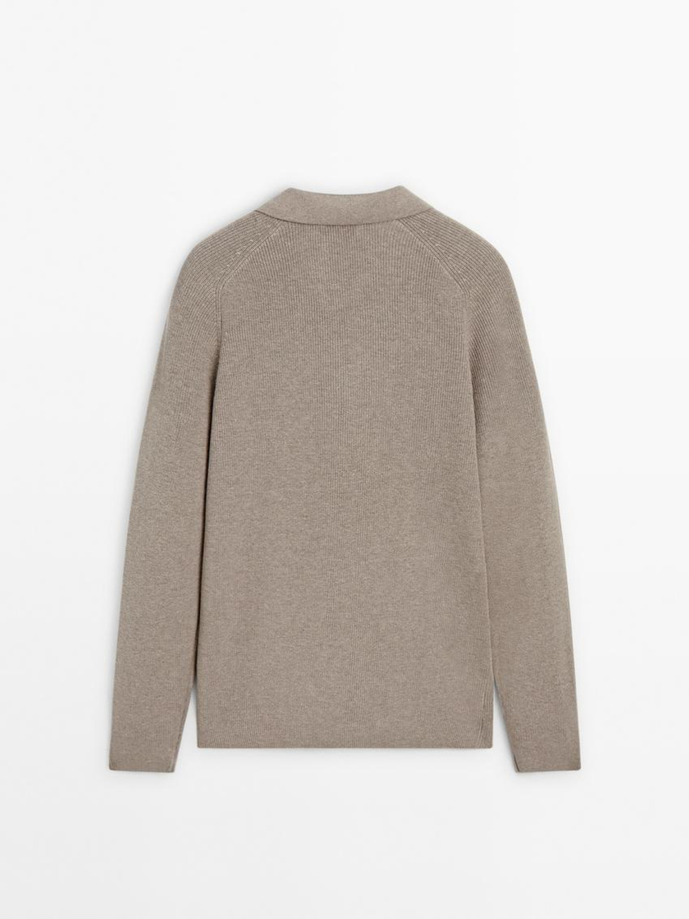 Massimo Dutti Вязаный свитер с воротником-поло, норка