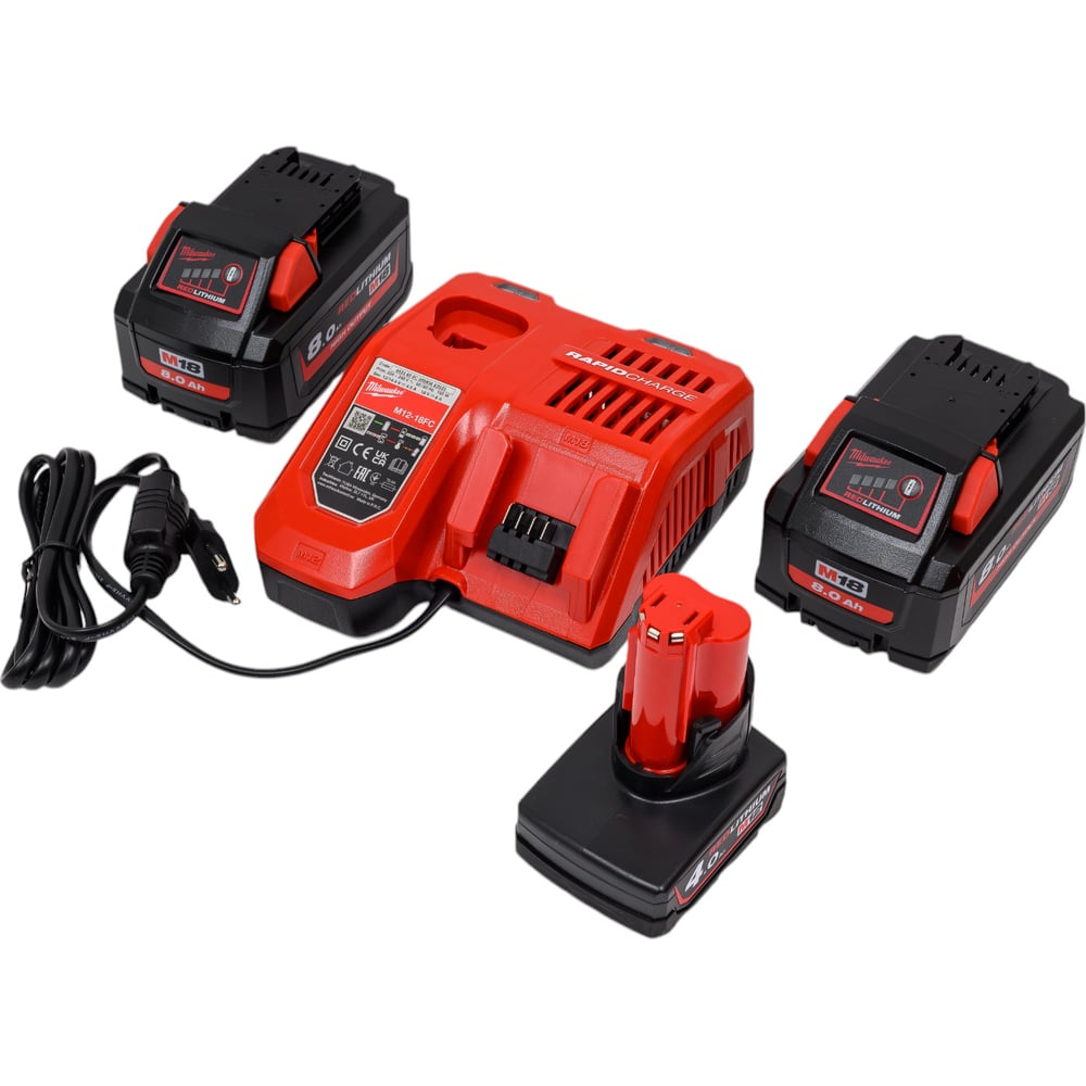 Энергокомплект M18 HNRG-802 (2 аккумулятора Li-ion, 18 В, 8 Ач+зарядное устройство M12-18 FC) Milwaukee