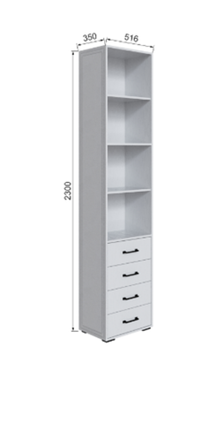 Шкаф торцевой с 4 ящиками правый Бруклин 35ШТ