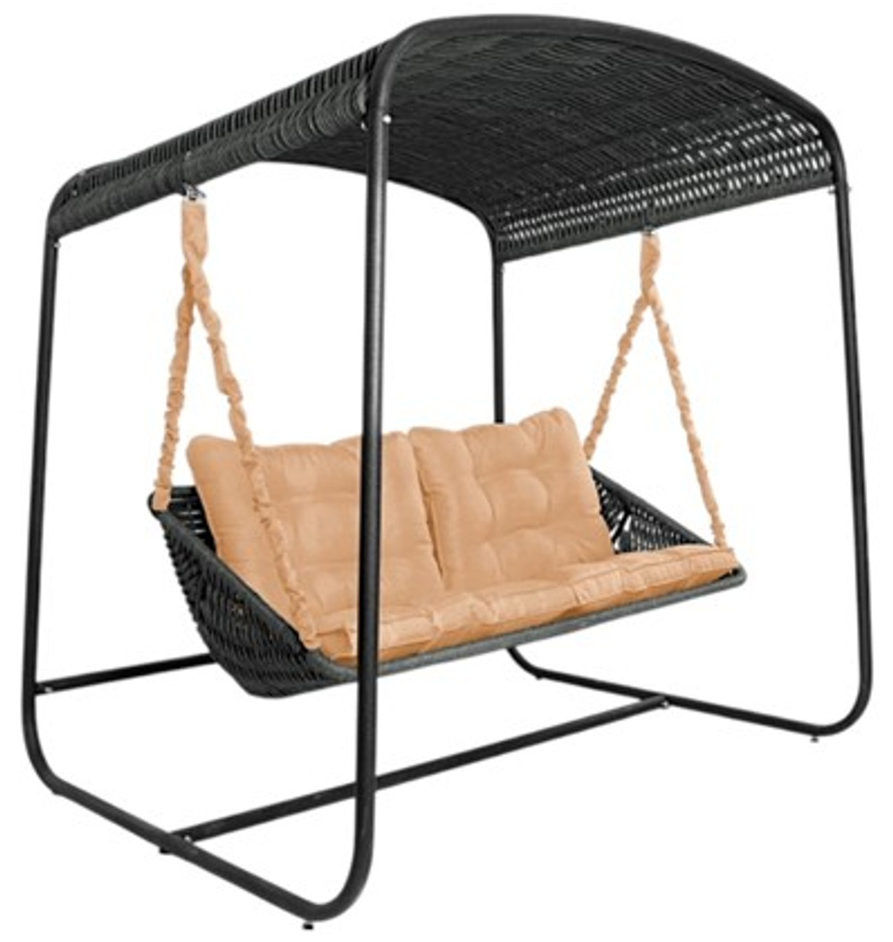 Качели в сад DeckWOOD Sky Bed Lite (черный, подушка темно-бежевая)