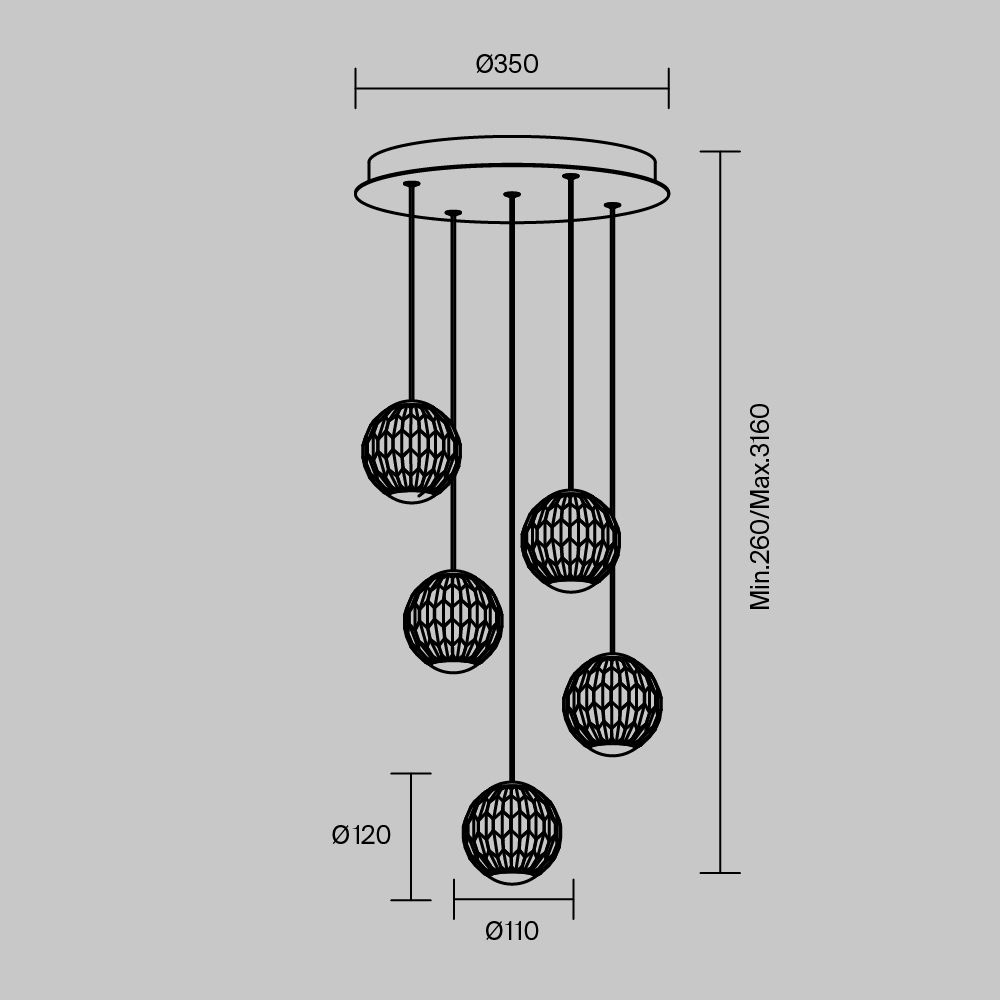 Люстра подвесная светодиодная Maytoni   MOD293PL-L30BS3K