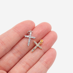 Подвеска "Крестик", фианиты, 17*11мм, позолота