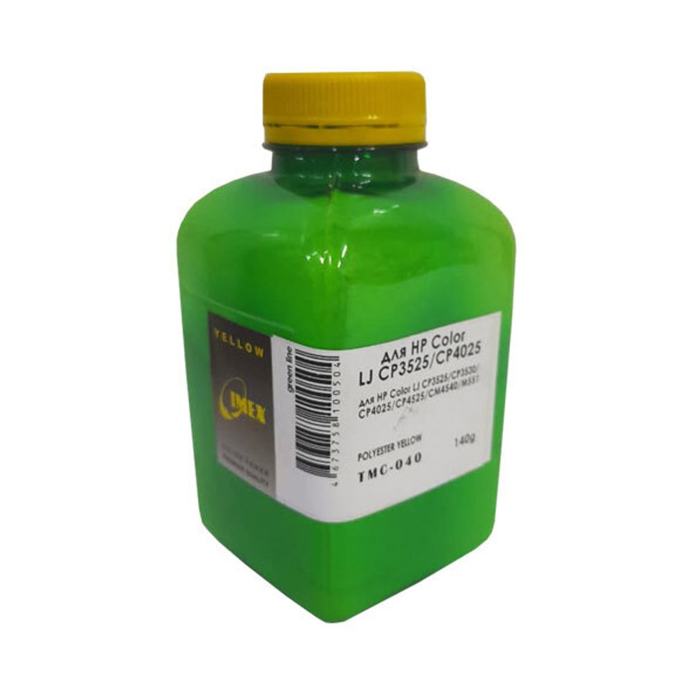 Тонер для HP Color LJ CP 3525/3530/4025/4525/CM4540/M551 (140г, Polyester, TMC040 IMEX) желтый Green Line