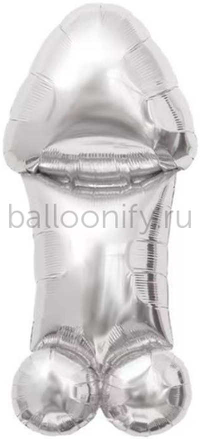 Шар (39''/99 см) Фигура, Мистер Пи-Пи, Дизайн НЮ, Серебро, 1 шт.