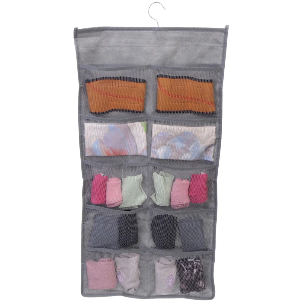 Органайзер двухсторонний подвесной для хранения вещей с крючком «ИДЕЯДОМА», цвет серый, 15 карманов, 75*39см