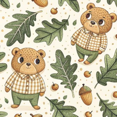 Мишки, листья и жёлуди 1