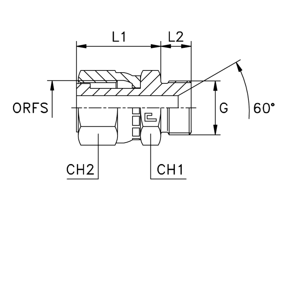 Адаптер AS D22-25 ORFS 1.7/16 - BSP 3/4
