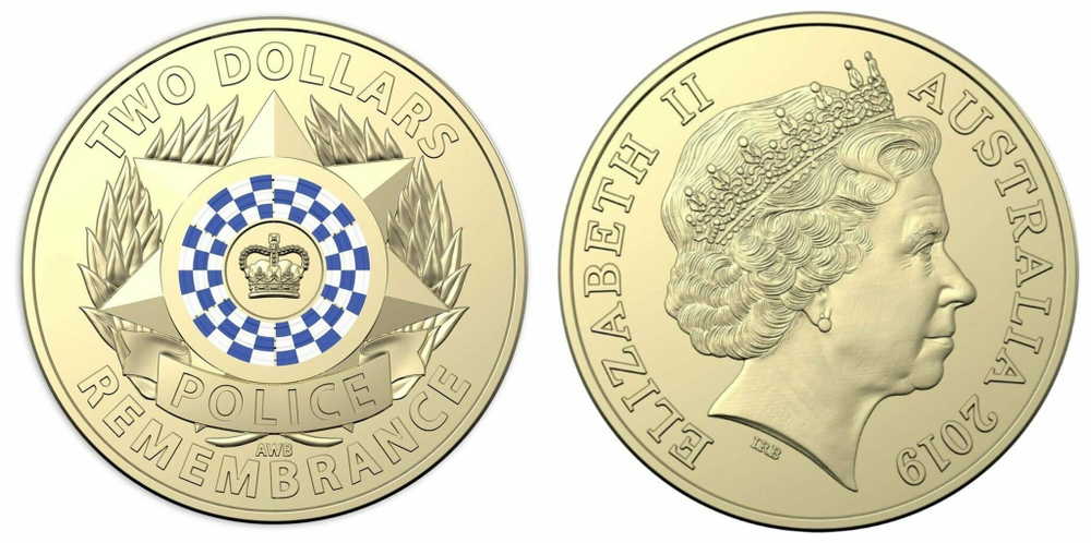 Австралия 2 доллара, 2019 30 лет Национальному дню полиции