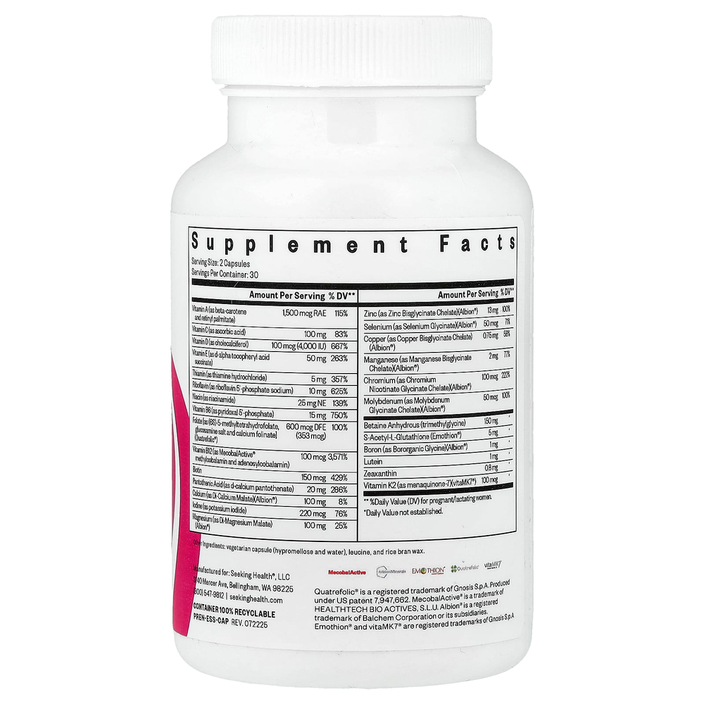 Seeking Health, Prenatal Essentials, пренатальный комплекс, 60 капсул