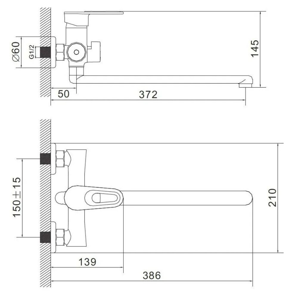 Смеситель для ванны, Эверест, с картриджем, красн, B22-274C